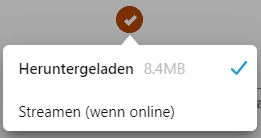 Die Download- und Streaming-Optionen für einen Titel.