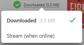 The download and stream options for a title.